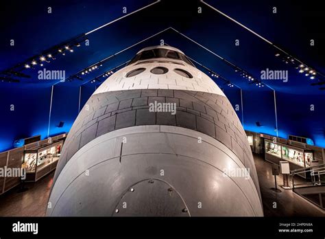 Frontal view of Space Shuttle Enterprise at the Shuttle Pavilion ...