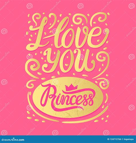 Vector Princess I Love You Card Golden Curls And Lettering