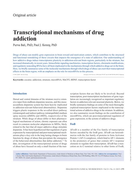 (PDF) Transcriptional mechanisms of drug addiction 