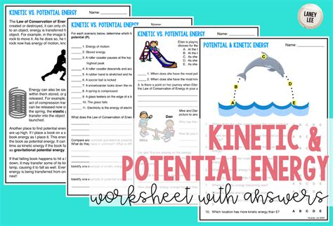 Kinetic And Potential Energy Worksheet With Answers Laney Lee