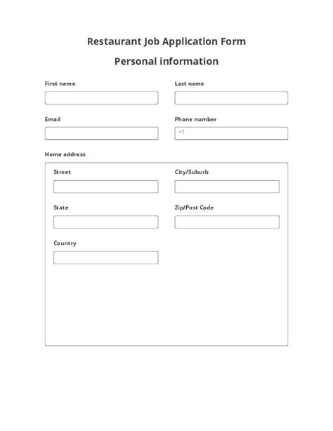 Restaurant Job Application Template Automate It Airslate