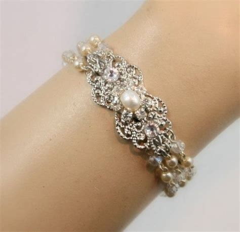 Bridal Bracelet Pearl Bracelet Wedding Cuff Bride Bracelet Etsy