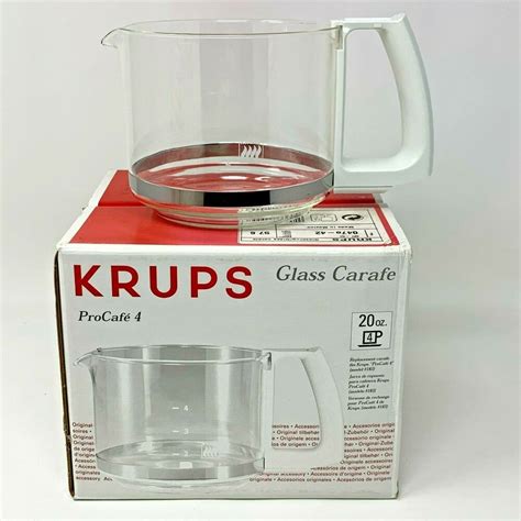 New Nos Krups Glaskrug Glass Carafe For Procafe 4 Coffee Pot White Replacement Krups Glass