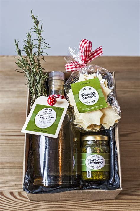 Handmade Italian Food T Basket With Pasta Pesto And Extra Vergin