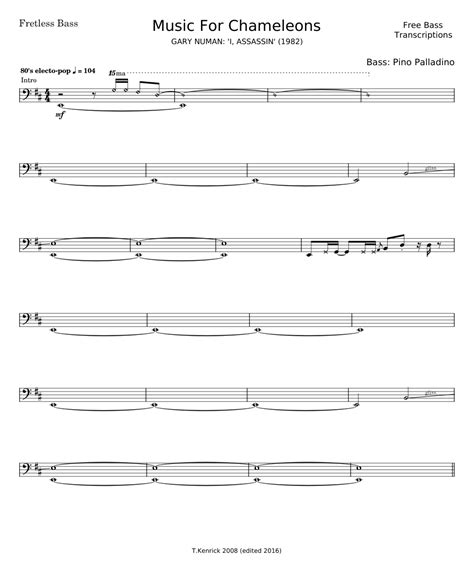 Music For Chameleons Gary Numan Sheet Music For Bass Guitar Solo