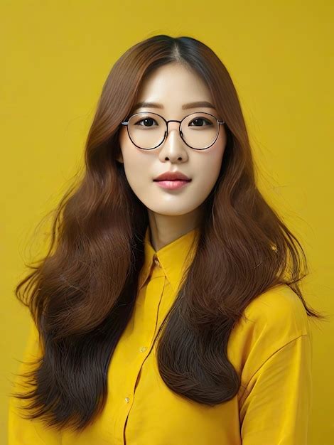 Premium Photo Korean Teacher With Glasses Hair Is Long Hair Generative A