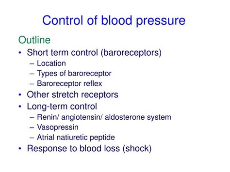 Regulation Of Blood Pressure By Baroreceptor Mechanism