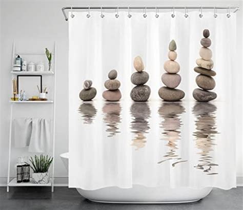 Spa Rock Scenic Ringless Zen Bamboo Shower Curtain Heavy