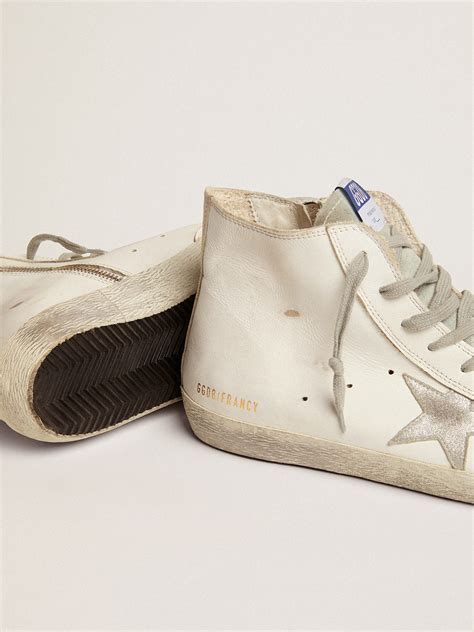 Women Golden Gold Suede Goose Leather Francy With Star Sneakers