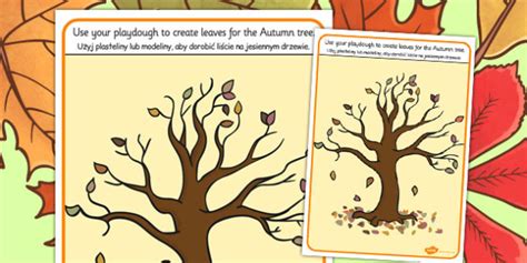 Autumn Tree Playdough Mat Polish Translation Teacher Made