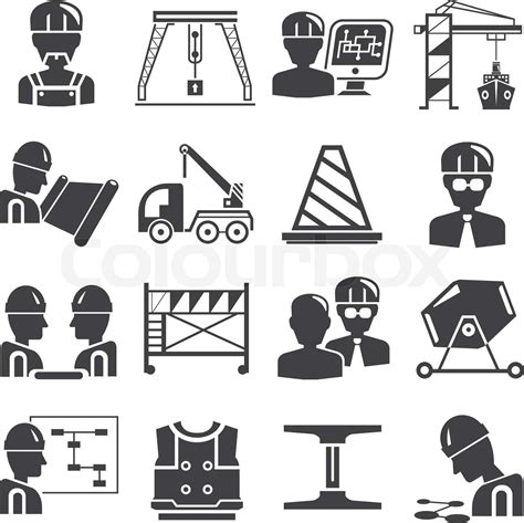 Civil Engineering And Construction Icons Stock Vector Colourbox