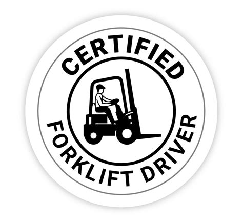 Certified Forklift Driver White Hard Hat Sticker