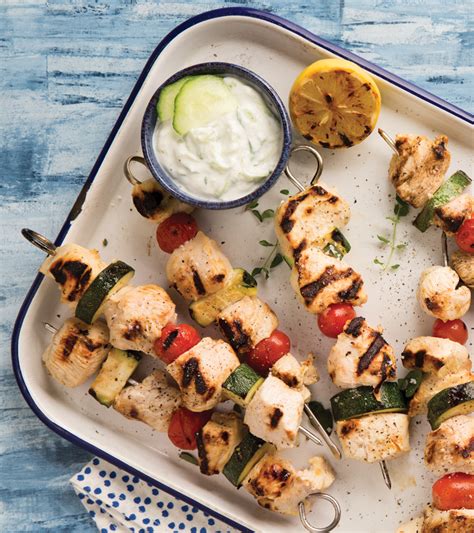 Greek Chicken Kabobs With Tzatziki Sauce Southern Cast Iron