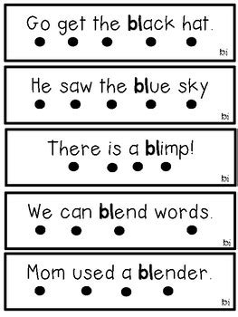 Blends Sentence Fluency Strips By Mrs Wheeler TPT