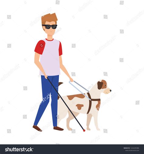 Blind Man Guide Dog Stock Vector (Royalty Free) 1224245386 | Shutterstock