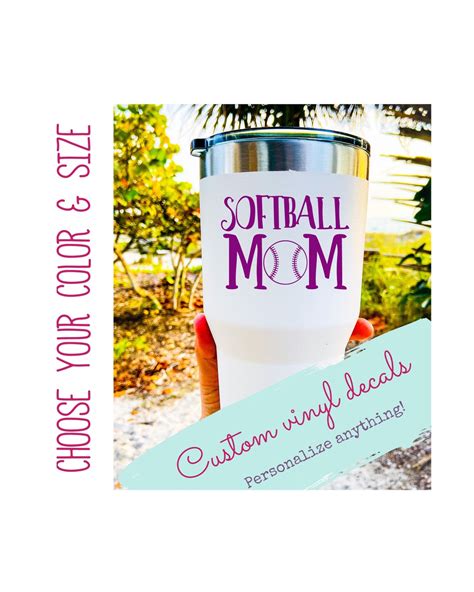 Custom Softball Vinyl Decal Softball Mom Sticker I Love Softball