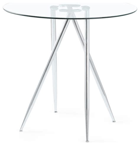 Global Furniture Round Glass Top Pub Table In Chrome Midcentury Indoor Pub And Bistro Tables