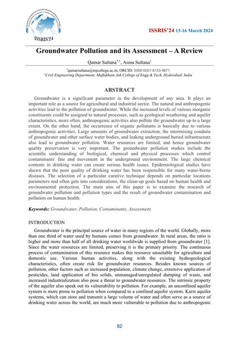 Pdf Groundwater Pollution And Its Assessment A Review