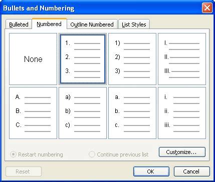 Continuing Your Numbering Microsoft Word