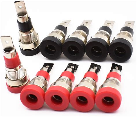 10Pcs Black And Red 4mm Banana Jack Socket Female Adapter Panel Mount