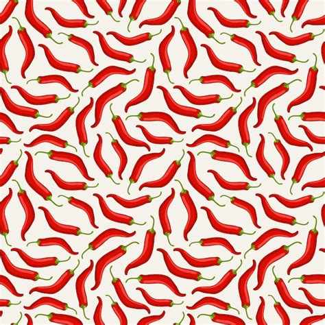 Premium Vector Red Chilli Pepper Seamless Pattern On White Background