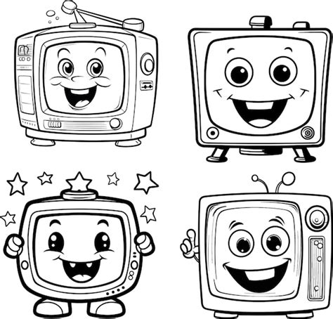 Premium Vector Cartoon Tv Coloring Page