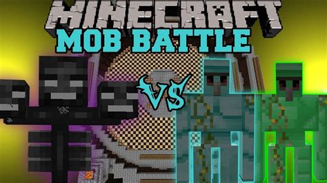 Diamond Golem And Emerald Golem Vs Wither Boss Minecraft Mob Battles Golem World Mod Battle