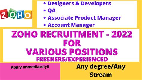 Zoho Recruitment Any Graduate Any Batch Freshers Experienced