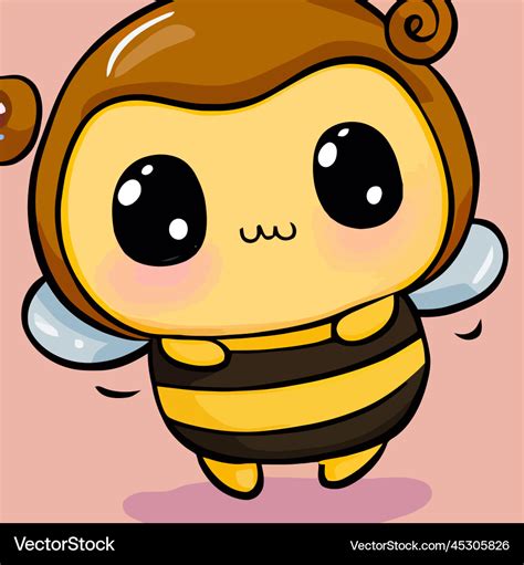 Cute Bee Bee Kawaii Chibi Drawing Style Bee Vector Image