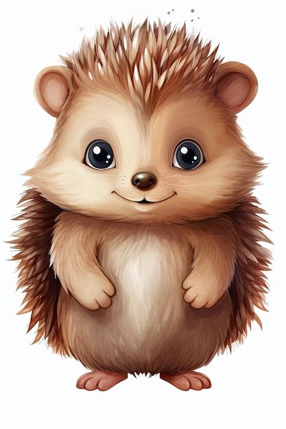 Watercolor Illustration Cute Hedgehog Clip Art Premium AI Generated Image