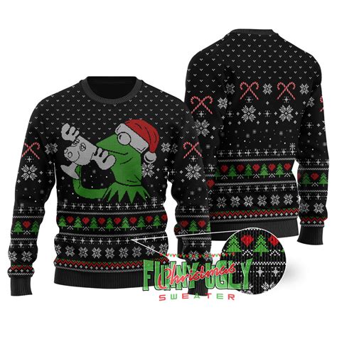 Kermit The Frog Christmas Sweater Black