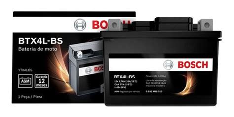 Bateria Moto Bosch Btx4l Bs 4ah 12v Cg Titan 150 Ks Biz 125 MercadoLivre