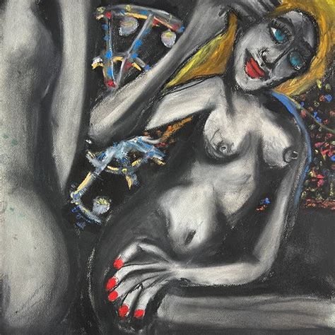 Naked Woman Drawing On Paper Etsy