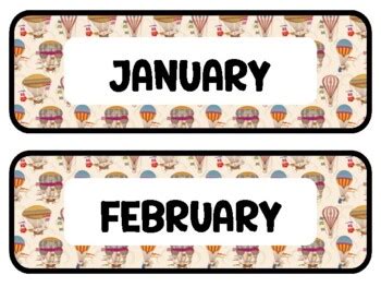 Hot Air Balloons Classroom Calendar Set By Swati Sharma Tpt