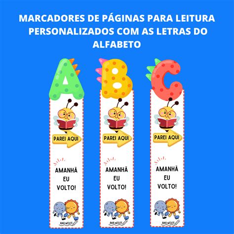 Marcador De Leitura Personalizado Inicial Do Alfabeto Professora