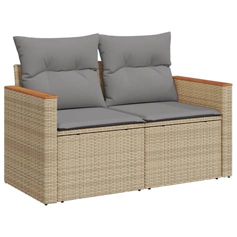 Sofa ogrodowa 2 osobowa rattan PE beżowa 124x62x69 Zakito Europe