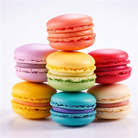 Premium Ai Image Colorful Macaron On White Background