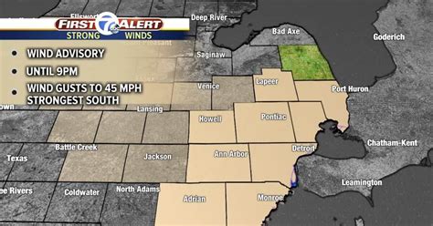 Metro Detroit Forecast Wind Advisory Until 9 Pm