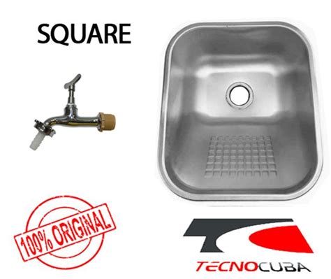 Tanque De Sobrepor Square 34x40 INOX 304 Escovado Torneira