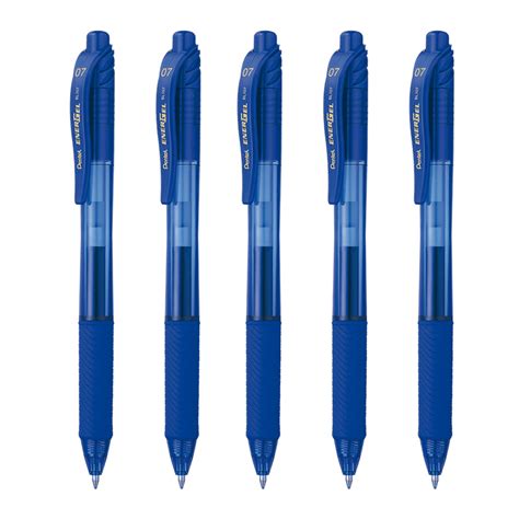 Kit 5 Caneta Gel PENTEL Energel X RT Retrátil 0 7mm Azul Pentel