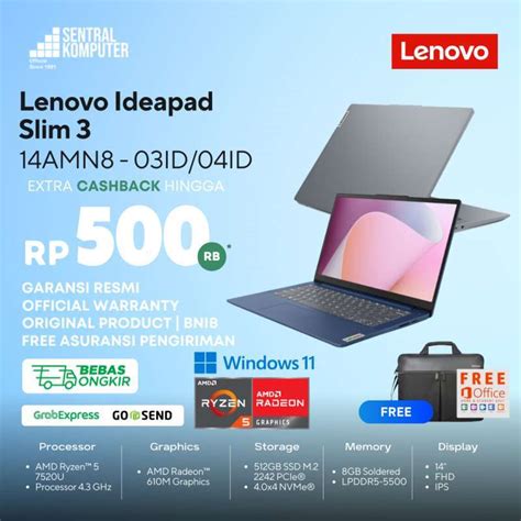 Jual Lenovo Ideapad Slim Amn Ryzen U Gb Ddr Gb Ssd