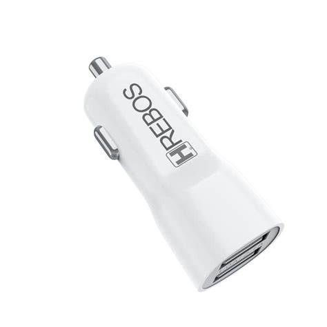 Carregador Veicular Hrebos 2 Em 1 2 Portas USB 5V 2 4A Branco