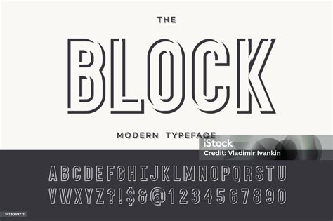 blokir jenis huruf modern alfabet tipografi modern sans serif ilustrasi