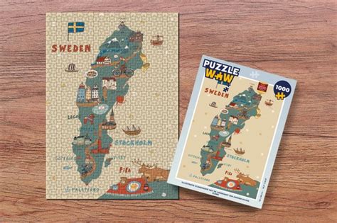 Puzzel Illustratie Scandinavi Met De Landkaart Van Zweden En Een Eland