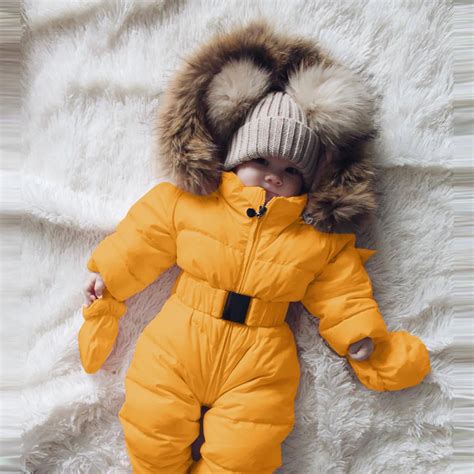 K Bebek Tulum Bebek Bebek K Z Erkek S Cak Kap Onlu Snowsuit Tulum Uzun