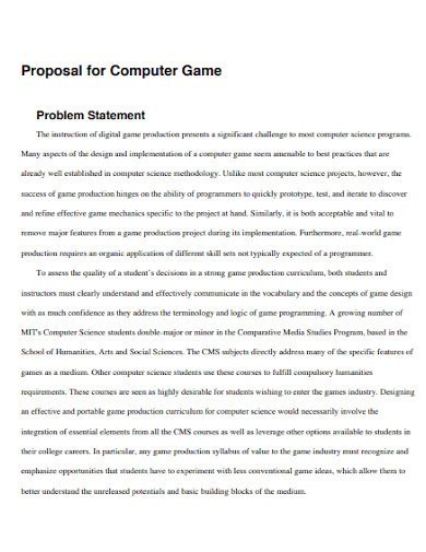 Game Design Proposal - 10+ Examples, Format, Pdf | Examples