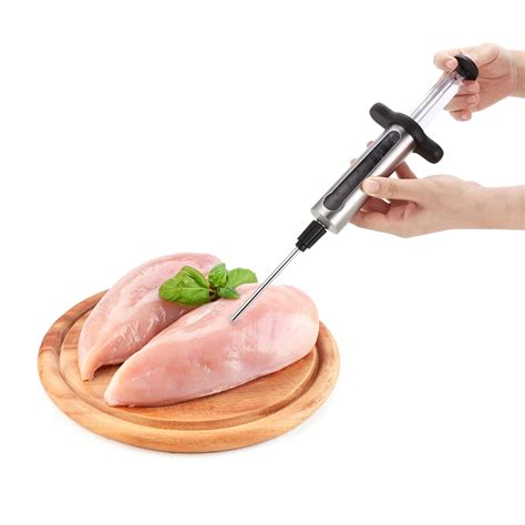 Food Flavor Seasoning Bbq Meat Syringe Marinade Injector Kit Durable Sharp Injection Gun With 2