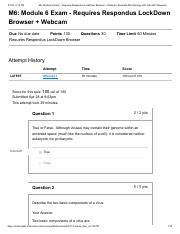M6 Module 6 Exam Requires Respondus LockDown Browser Webcam Essential