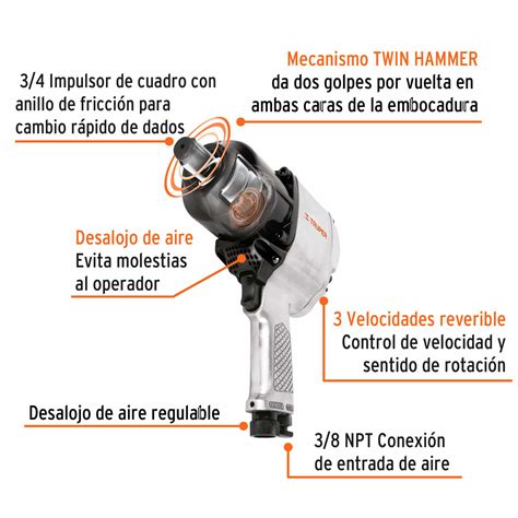 Pistola De Impacto Neumatica Industrial Truper Maquistoresas