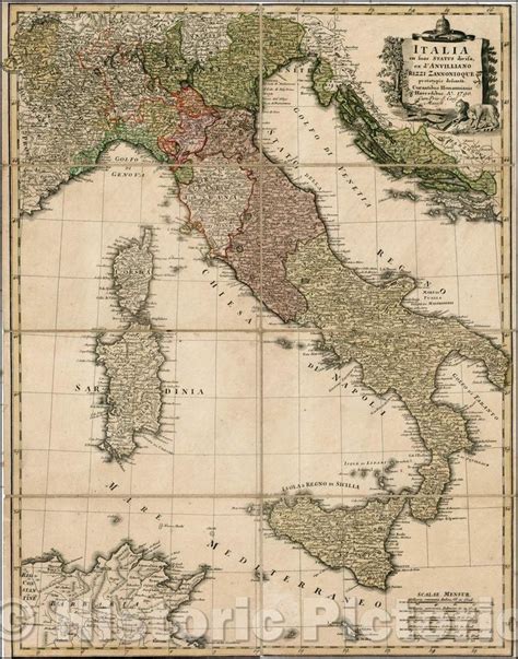 Historic Map Italia In Suos Status Divisa Ex D Anvillano Map Of Italy